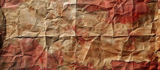 Fototapeta premium A detailed view of a brown paper piece, showcasing its texture and color. The paper appears worn and slightly crumpled, with visible fibers and a natural brown hue.