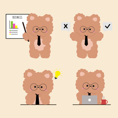 set of funny business bear cartoon
