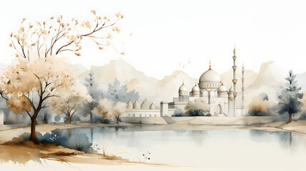 Eid al-Adha Watercolor - obrazy, fototapety, plakaty