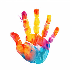 Colorful hand print paint watercolor