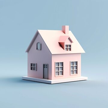 3d illustration rendering of house icon for simple real estate isolated on minimalist background