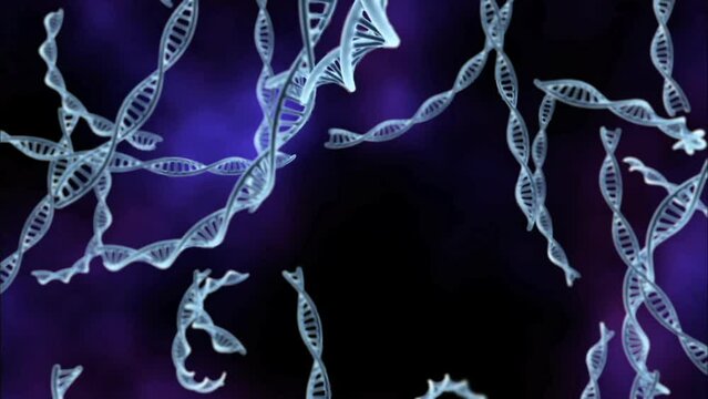 DNA 분자구조가 유영하는 컴퓨터 그래픽 영상 