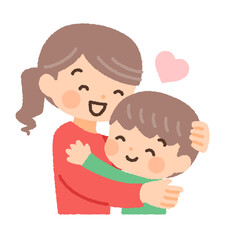抱きしめる親子のイラスト素材