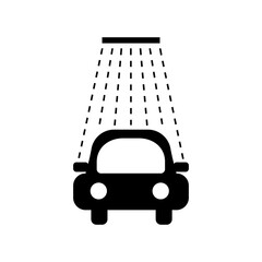 Silhouette of a car with dotted lines illustrating movement. Vector illustration. EPS 10.