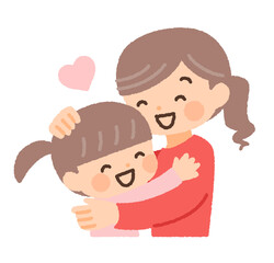 抱きしめる親子のイラスト素材