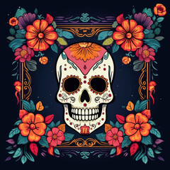 Día De Los Muertos invitation border frame