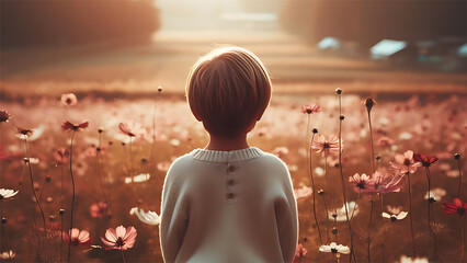 Child in a flower field 