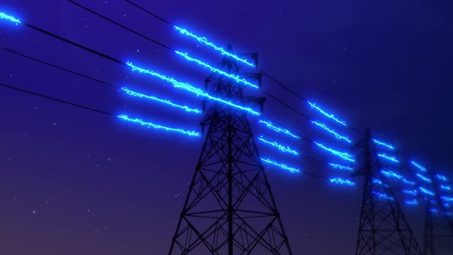 Electric Power Lines Glowing loop