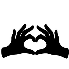 mini heart hand sign line drawing isolated on white svg