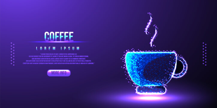coffee java low poly wireframe