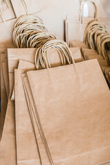 Stacked Craft Paper Packages with Twisted Handles