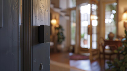An advanced door sensor that can detect if a door has been od or left open for an extended period of time notifying the seniors caregiver or loved one. - obrazy, fototapety, plakaty
