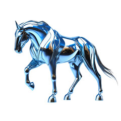 Renderowanie 3D niebieskiego konia izolowanego na przezroczystym tle. - obrazy, fototapety, plakaty