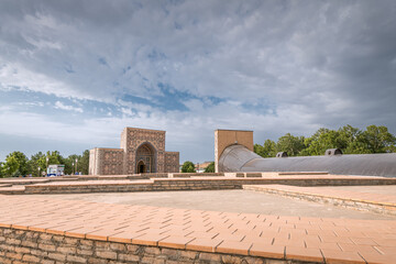 Fototapeta premium Tiled wall of Ulugh Beg observatory in Samarkand, Uzbekistan