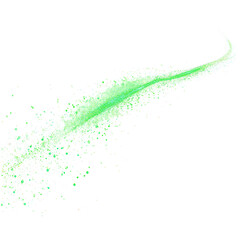 Green trail of light isolated on transparent png.
