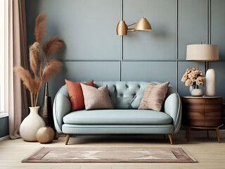 living room with sofa Ai generative 