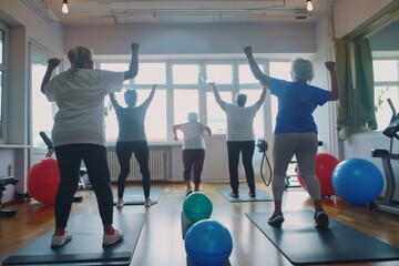 Senior women exercising in a fitness club