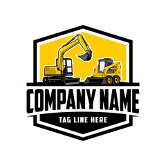 mini excavator,  Skid steer loader company  logo vector image
