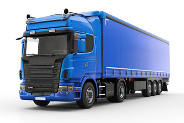3d render of blue euro truck on transparency background PNG
