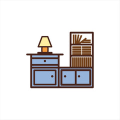 furniture logo with the concept of cupboards and bookshelves