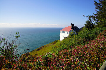 White house on cliffs of Cape Foulweather