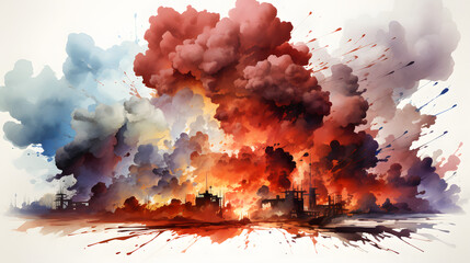 Gas Explosion watercolor