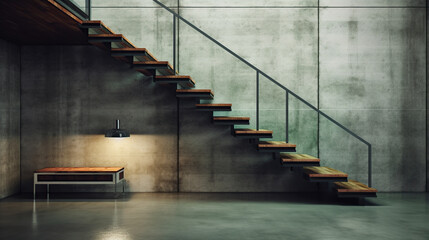concrete stairs with plant