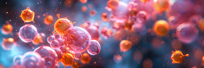 Close-up of microorganism digital science illustration,
Bubbles in a water glass
