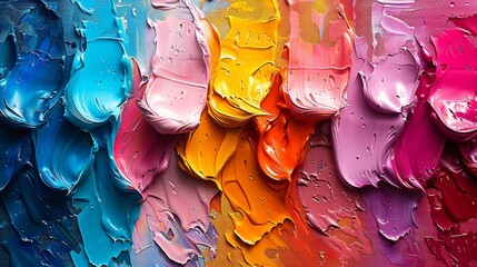 Closeup of abstract rough colourful mixed colours art painting texture background wallpaper, with...