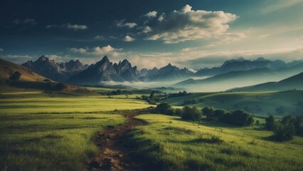 Amazing view to stunning landscape background