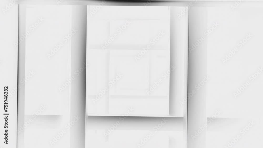 Poster Rotating animation with endless squares. Motion. Abstract hypnotic tunnel of white squares. Squares move in illusory rotation with change in shadow