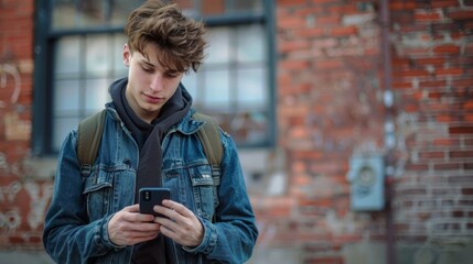 young man using a smartphone generative ai