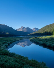 Rocky Mountain meadow with river in Utah