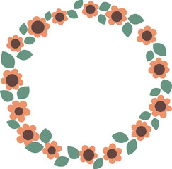 orange flower with green leaves wreath for decoration on nature and summer seasonal.