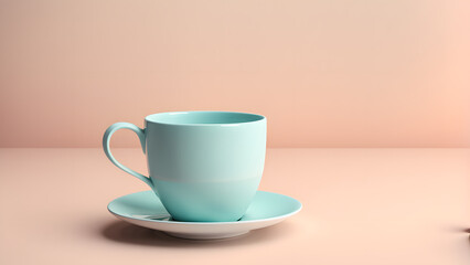 Elegant 3D Coffee Cup Mockup Template on Clean Background, Ideal for Showcasing Beverage and Breakfast