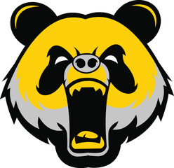 Panda Logo design, Furious Panda sport vector logo concept isolated on a white background. Modern Panda professional team badge design. Premium quality wild animal shirt tee print illustration