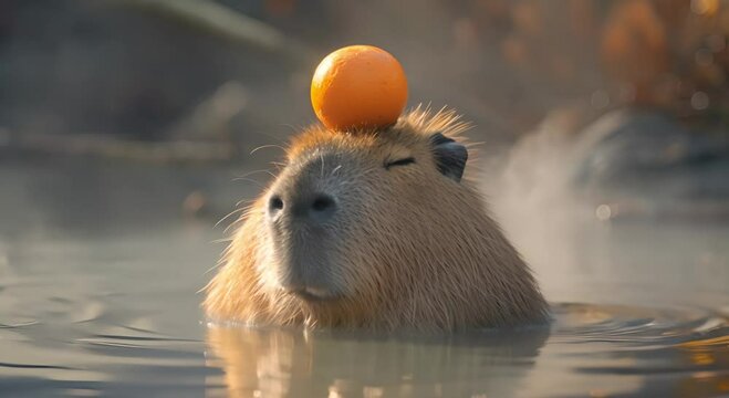 Capybara Enjoying a Relaxing Water Bath