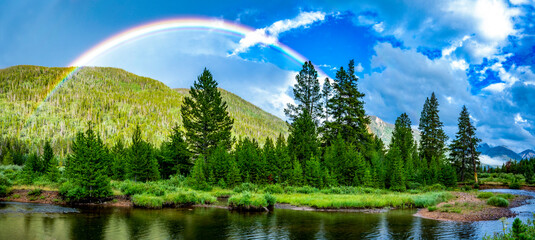 Rainbow in the Rocky Mountains