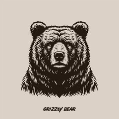 hand drawn grizzly bear illustration