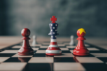 Geopolitical Chess: China vs. the USA - obrazy, fototapety, plakaty