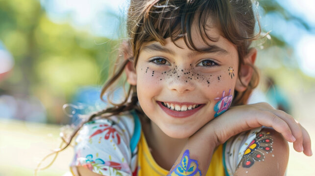 Temporary tattoo stations offer children the chance to decorate their skin with colorful and fun designs appealing to their sense of adventure.