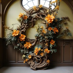An orange and orange garland in the style of realistic