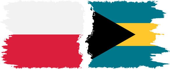 Bahamas and Poland grunge flags connection vector