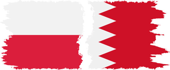 Bahrain and Poland grunge flags connection vector