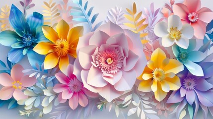 paper flowers background generative ai