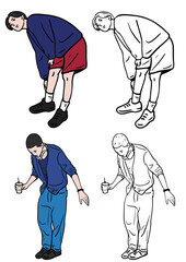 Set of people. People in the city. White background. Young people's lifestyle Hand Painted color illustration