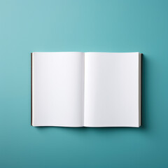 Blank book template on blue background