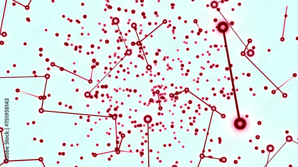 Poster abstract technology background with red animated lines and dots. design. geometrical backdrop with f