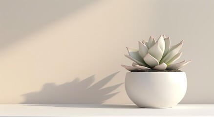 Minimalist Succulent in a White Pot