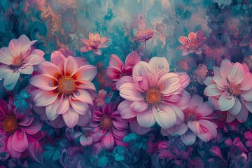 Vibrant Floral Background with Colorful Blossoms